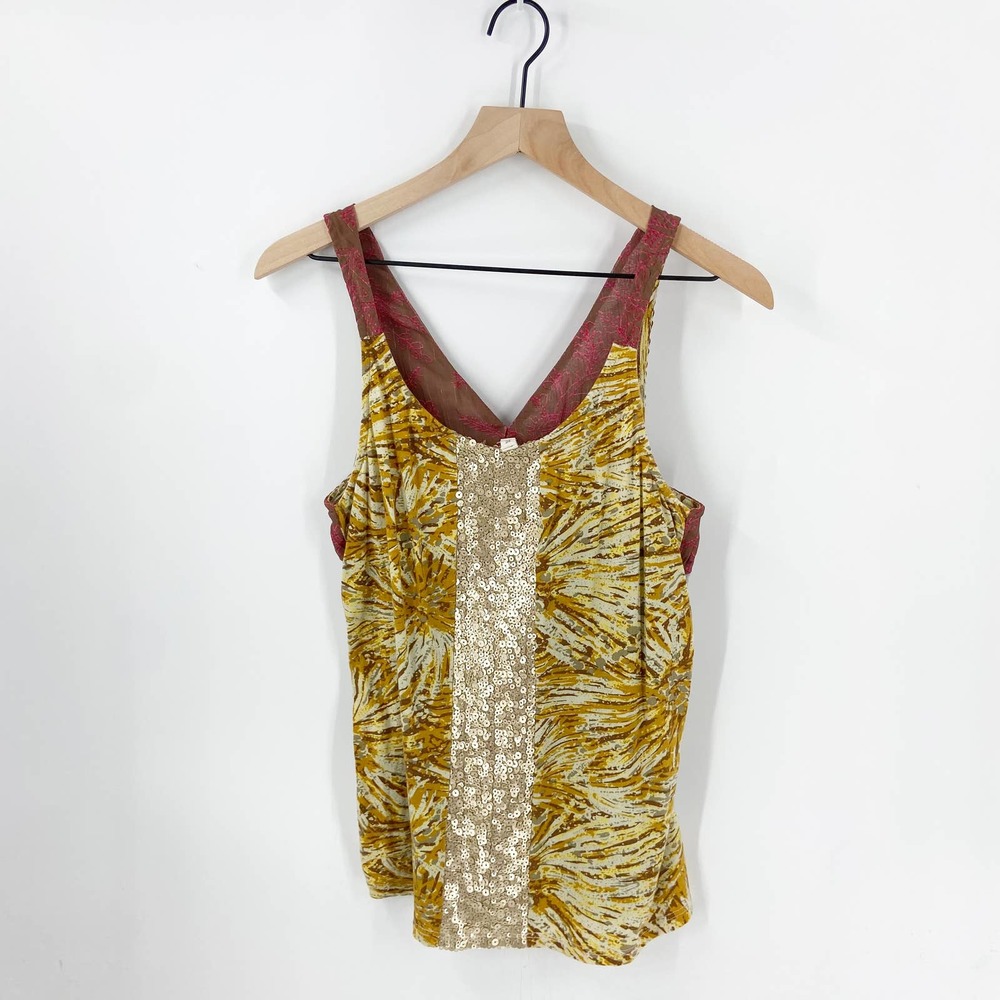 Anthropologie Gold and Red Tank Top